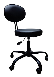 Sırtlıklı Tabure Siyah Metal Ayaklı