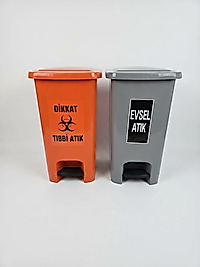 40+40 L Evsel Atık Tıbbi Atık Kovası İkili Set