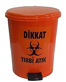 Tıbbi Atık Kovası 10 Lt Turuncu Pedallı