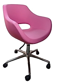 Ofis Büro Koltuğu Çalışma Sandalyesi Döküm Süngerli Pembe Suni Deri