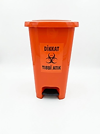 Tıbbi Atık Kovası 40 L Turuncu Tıbbi Atık Slim Pedallı İç Kovasız