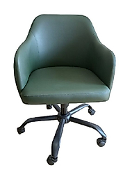 Kapitoneli Çalışma Sandalyesi Siyah Metal Ayaklı Yeşil Suni Deri